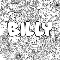 Coloriage prénom BILLY - décor Mandala fruits