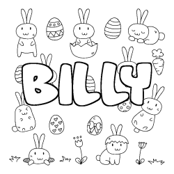 Coloriage prénom BILLY - décor Paques
