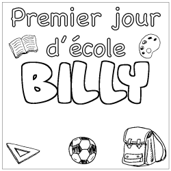 Coloriage BILLY - d&eacute;cor Premier jour d'&eacute;cole