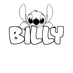 Coloriage prénom BILLY - décor Stitch