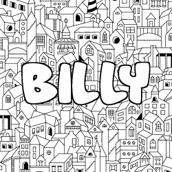 Coloriage prénom BILLY - décor Ville