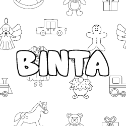 Coloriage prénom BINTA - décor Jouets