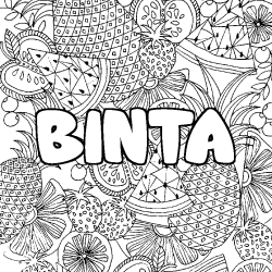Coloriage prénom BINTA - décor Mandala fruits