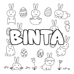 Coloriage prénom BINTA - décor Paques