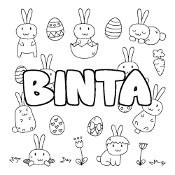 Coloriage pr&eacute;nom BINTA - d&eacute;cor Paques