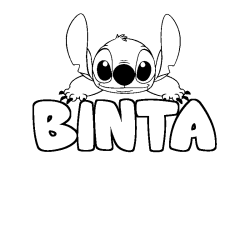 Coloriage prénom BINTA - décor Stitch