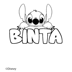 Coloriage pr&eacute;nom BINTA - d&eacute;cor Stitch
