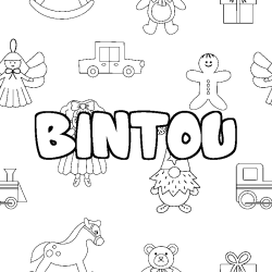Coloriage prénom BINTOU - décor Jouets