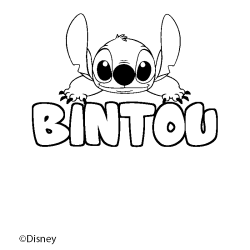 Coloriage pr&eacute;nom BINTOU - d&eacute;cor Stitch
