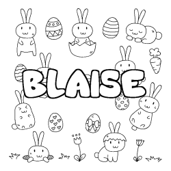 Coloriage pr&eacute;nom BLAISE - d&eacute;cor Paques