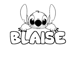 Coloriage prénom BLAISE - décor Stitch