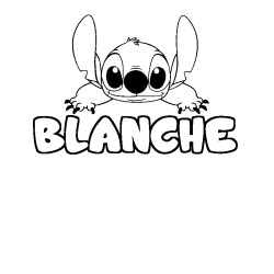 Coloriage prénom BLANCHE - décor Stitch