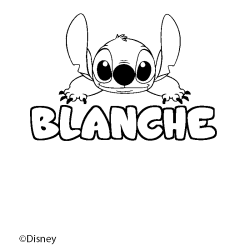 Coloriage pr&eacute;nom BLANCHE - d&eacute;cor Stitch