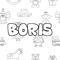 Coloriage prénom BORIS - décor Jouets