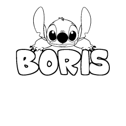 Coloriage prénom BORIS - décor Stitch