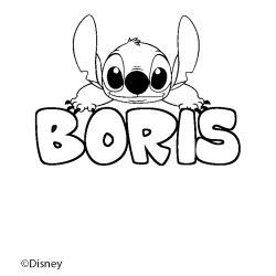 Coloriage pr&eacute;nom BORIS - d&eacute;cor Stitch