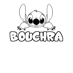 Coloriage prénom BOUCHRA - décor Stitch