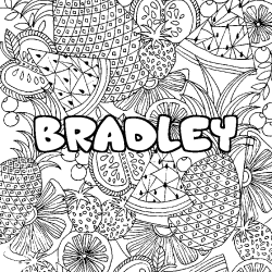 Coloriage prénom BRADLEY - décor Mandala fruits