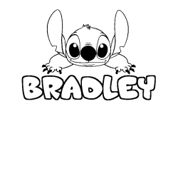 Coloriage prénom BRADLEY - décor Stitch