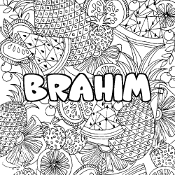 Coloriage prénom BRAHIM - décor Mandala fruits