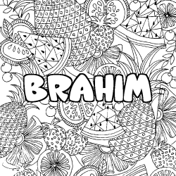 Coloriage pr&eacute;nom BRAHIM - d&eacute;cor Mandala fruits