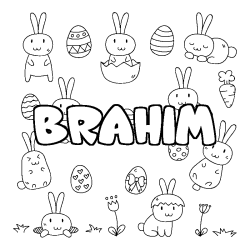 Coloriage pr&eacute;nom BRAHIM - d&eacute;cor Paques