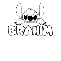 Coloriage prénom BRAHIM - décor Stitch