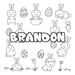 Coloriage pr&eacute;nom BRANDON - d&eacute;cor Paques