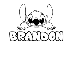 Coloriage prénom BRANDON - décor Stitch