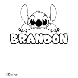 Coloriage pr&eacute;nom BRANDON - d&eacute;cor Stitch