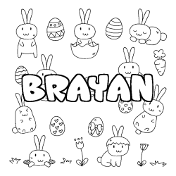 Coloriage pr&eacute;nom BRAYAN - d&eacute;cor Paques