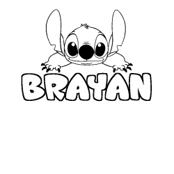 Coloriage prénom BRAYAN - décor Stitch