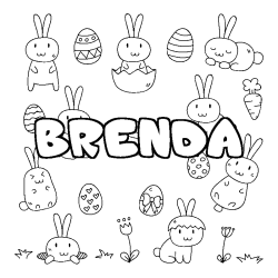 Coloriage prénom BRENDA - décor Paques