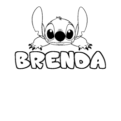 Coloriage prénom BRENDA - décor Stitch