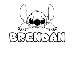Coloriage prénom BRENDAN - décor Stitch