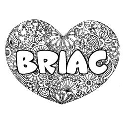 Coloriage pr&eacute;nom BRIAC - d&eacute;cor Mandala coeur