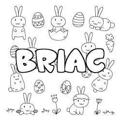 Coloriage prénom BRIAC - décor Paques