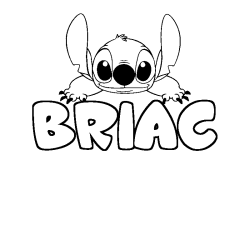 Coloriage prénom BRIAC - décor Stitch