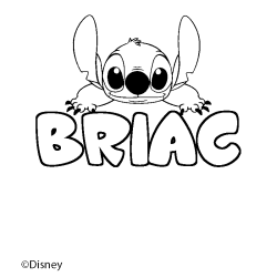 Coloriage pr&eacute;nom BRIAC - d&eacute;cor Stitch