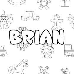 Coloriage pr&eacute;nom BRIAN - d&eacute;cor Jouets