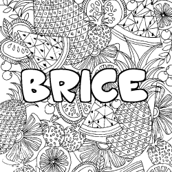 Coloriage prénom BRICE - décor Mandala fruits