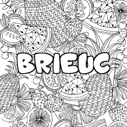 Coloriage pr&eacute;nom BRIEUC - d&eacute;cor Mandala fruits