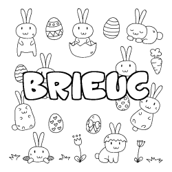 Coloriage pr&eacute;nom BRIEUC - d&eacute;cor Paques