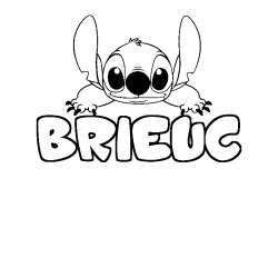 Coloriage prénom BRIEUC - décor Stitch