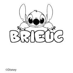 Coloriage pr&eacute;nom BRIEUC - d&eacute;cor Stitch