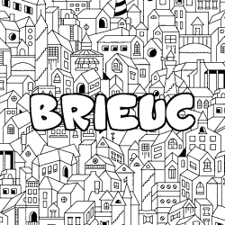 Coloriage prénom BRIEUC - décor Ville