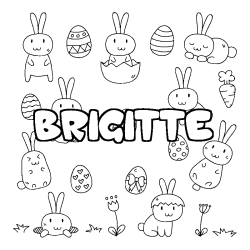 Coloriage pr&eacute;nom BRIGITTE - d&eacute;cor Paques