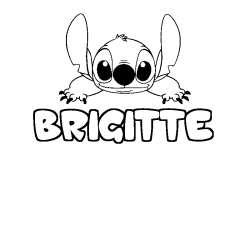 Coloriage prénom BRIGITTE - décor Stitch