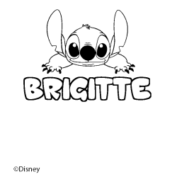 Coloriage pr&eacute;nom BRIGITTE - d&eacute;cor Stitch