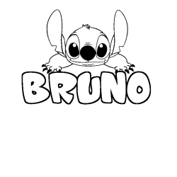 Coloriage prénom BRUNO - décor Stitch